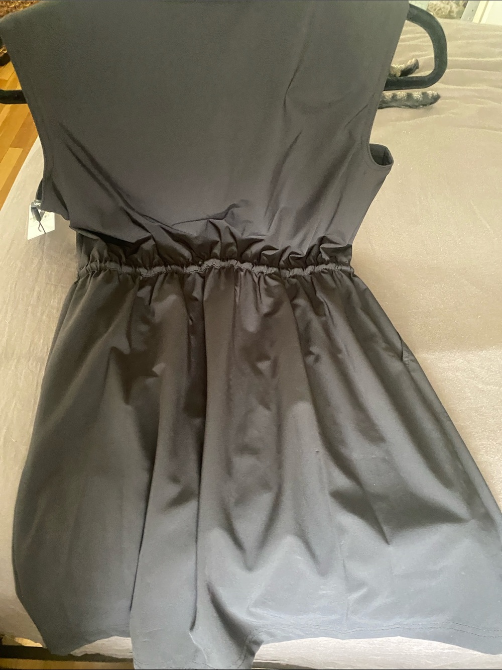 Calvin Klein Black Sleeveless V-Neck Midi Dress with Drawstring Waist - Picture 14 of 14